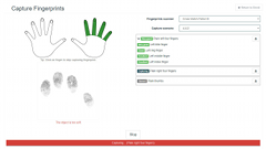 MegaMatcher ABIS client screenshot - enroll fingerprints