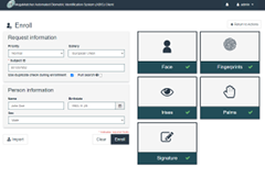 MegaMatcher ABIS client screenshot - enroll main