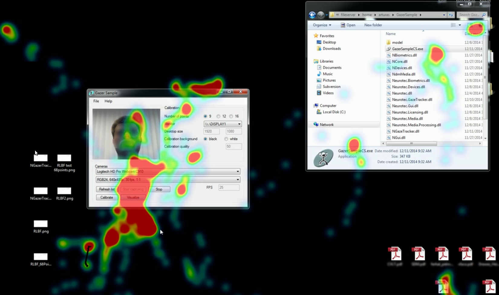 SentiGaze generated heatmap for a desktop